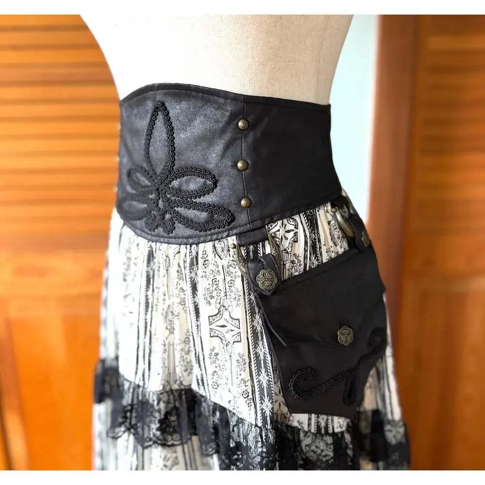 Vintage Lip Service Winchester Emporium Steampunk Victorian High Waist Skirt - Picture 6 of 13